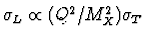 $\sigma_L \propto (Q^2/M_X^2) \sigma_T$