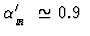 $\mbox{$\alpha'_{_{I\hspace{-0.2em}R}}$ }\simeq 0.9~$