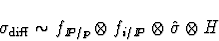 \begin{displaymath}\sigma_{\rm {diff}} \sim f_{I\hspace{-0.2em}P/p} \otimes f_{i/I\hspace{-0.2em}P} \otimes
\hat\sigma \otimes H\end{displaymath}