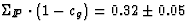 $\Sigma_{I\!\!P} \cdot (1 - c_g) = 0.32 \pm 0.05$