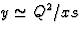 $y\simeq Q^2/xs$