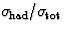 $\sigma_{\rm \! had}/\sigma_{\rm \! tot}$