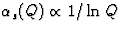 $\alpha_s(Q) \propto 1/\ln Q$