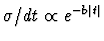 $\sigma/dt \propto e^{-b\vert t\vert}$